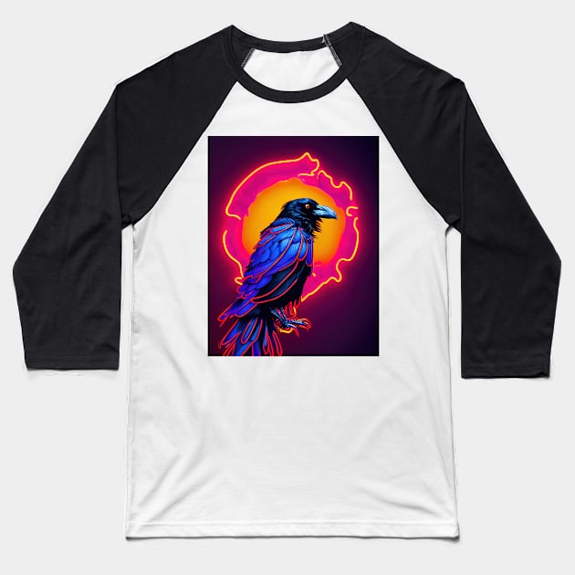 Raven Halloween Neon Baseball T-Shirt by ComicsFactory